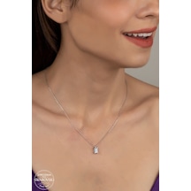 Union Swarovski Zirconia Kadın Octagon Montür Gümüş Kolye