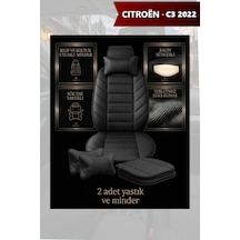 Citron C3 2022 Uyumlu Premium Siyah Renk Lüks 2 Adet Minder Ve Yastık