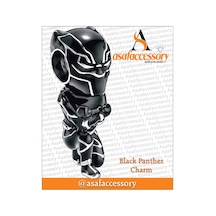 Black Panther Charm Gümüş Kaplama Siyah