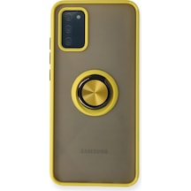 Samsung Uyumlu Galaxy A02s Kılıf Montreal Yüzüklü Silikon Kapak Sarı\