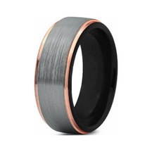Chavin Bayan Erkek Gri Rose Kenarlı Tungsten Yüzük Dm85 Çok Renkli