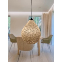 Tek-iş 30 Cm X 36 Cm X 96 Rustik Jüt Halatlı Sarkıt Lamba Avize Keten Ip Başlık Küre Top Sarkıt Avize Damla