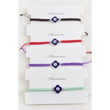 Ilkeshop Çiçek Makrome Örgülü Bileklik - Mor
