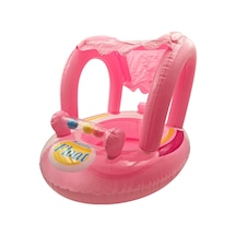 Yuvarlak Pembe Oyuncaklı Gölgelikli Tenteli Çocuk Deniz Simiti Baby Float Bebek Deniz Simiti 0-3 Yaş Bebek Botu Pembe Pembe