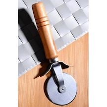 3b Trend Bambu Saplı Pizza Hamur Kesici 17 Cm Çelik Pizza Kesici