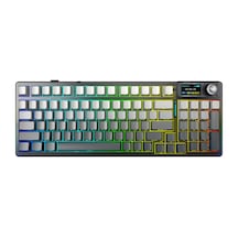 Aula F98 Pro V3 Oled Ekranlı Crystal Switch Makrolu Kablosuz Rgb Hot-swap Gasket Pre-lubed Switch Mekanik Klavye Gradyan Gri