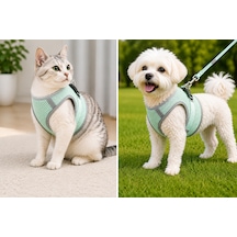 Nefes Alan Kumaş Air Mesh Kedi Köpek Göğüs Tasması Xx Small 28x32 Cm Gri