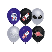 Balonevi Balon 4+1 Kozmik Galaksi Baskılı 12" 8 Li Çok Renkli