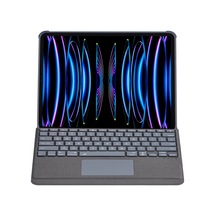 Apple T5509d İpad Pro 12.9 2022 Kılıf Palermo Ledli Klavyeli Standlı Tablet Kılıfı - Siyah