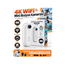 4k Wifi Mini Aksiyon Kamerası H.265 Manyetik Yaka Kamerası 360 Döner Klipsli Taşınabilir Spor Vlog Kamerası Beyaz