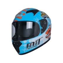 Motoanl Motosiklet Mini Çocuk Full Face Ce Sertifikalı Kapalı Kask Mavi