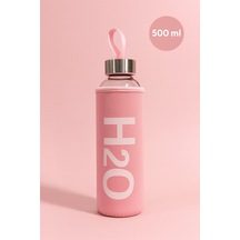 Kılıflı Cam Matara 500 Ml Pembe