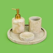 Bath Traverten Görünümlü Banyo Seti - Gri Çok renkli