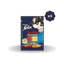 Felix Kedi Yaş Mama Çifte Lezzet Sığır Tavuklu 85 Gr - 3 Adet Felix Kedi Yaş Mama Çifte Lezzet Sığır Tavuklu 85 Gr - 3 Adet