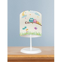 Mekta Home Bebek Ve Çocuk Odası Küçük Baykuşlar Ve Çimen Desenli Abajur