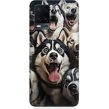 Oppo A54 Uyumlu Mutlu Husky Desenli Silikon Kılıf