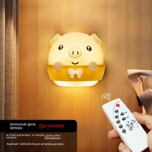 Yatak Odası Başucu Eklentili Uyandırma Uzaktan Kumandalı Gece Lambası Piggy Şarj Modeli