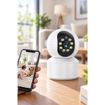 3 Adet Wi-fi Ev Güvenlik Kamerası Uygulama Destekli, Çift Taraflı Ses, Gece Görüş, Hareket Algılama, 360 Derece Panoramik Hd, Ip Camera Wıfı Home Camera