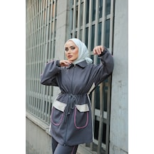 Tesettür Eşofman Takımı Fermuarlı Ikili Takımı Antrasit 450 Antrasit