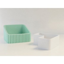 3d Baskı Fıstık Kasesi - Çift Hazneli Kabuk Ayırıcı Sunum Kasesi - Mint Beyaz