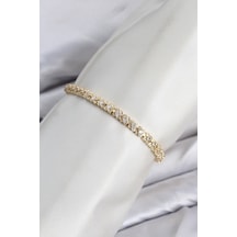 Cm Model Zirkon Taşlı Vıp Seri Gold Renk Pirinç Kadın Bileklik Altın