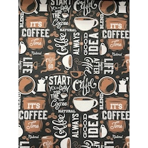 Coffee Kahve Desenli Kumaş Kırlentlik Döşemelik Kumaş Dijital Bas