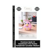 Premium Şarjlı El Vantilatörü F31 Pembe Yetişkinler Çocuklar Modern