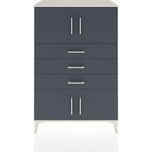 Hyperion Dolap Tek Raflı 3 Çekmeceli 4 Kapaklı 88x44x134 Aytaşı-antrasit Aytası