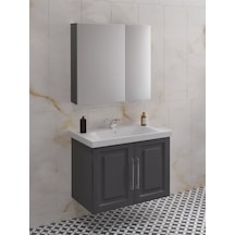 Royal 80 Cm Banyo Dolabı Takımı Antrasit Gri Antrasit