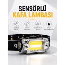 Northcity Şarjlı Beyaz Led Kafa Lambası Ve El Feneri - Sensör Kontrollü Kafa Işığı