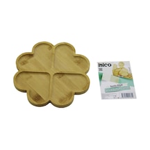 Yuvarlak 4 Kalp Bölmeli Ahşap Bambu Servis Sunum Tepsi - Tahtası 21 X 1.4cm 5468 Çok Renkli