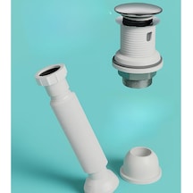 Pop-up Lavabo Sifon Seti Körüklü Tahliye Ve Adaptör Conta Dahil, Kolay Montaj Ve Standart Uyu