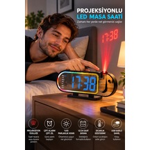 Modern Led Masa Saati Dijital Ekranlı Alarm Parlaklık Ayarlı 12 24 Saat Sıcaklık Göstergeli - Lisinya Siyah