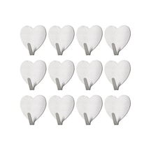 Cbtx E711 12 Adet Demir Duvara Monte Kalp Şeklinde Yapışkanlı Askılar Yapışkan Etiketli - Gümüş