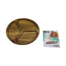 Akasya Yuvarlak 3 Bölmeli Ahşap Servis Sunum Tepsi - Tahtası 20 X 1.4cm Bx40