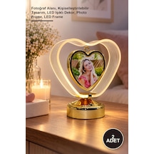 2 Adet Kişiye Özel Kalpli Led Çerçeve Fotoğraf Alanı, Kişiselleştirilebilir Tasarım, Led Işıklı Dekor, Photo Frame, Led Frame