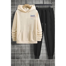 Uyguntarz Unisex Back Sırt Baskılı Eşofman Takımı Bej