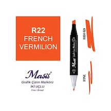 Çift Uçlu Marker Grafik Çizim Kalemi 22 Kızıl Turuncu
