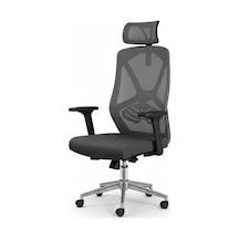 Upstyle Meltem Başlıklı Kumaş Ergonomik Çalışma Koltuğu Gri 66 125 65 Cm
