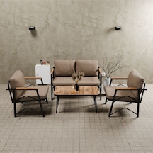 Mb Garden Furnıture Simetri Model, Balkon, Bahçe, Cafe, Metal Koltuk Takımı,bahçe Takımı,çay Seti,2+1+1+sehpalı Süngerli Cappuccino