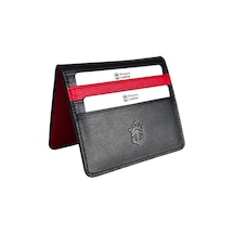 Ancora Leather Hakiki Deri Para Bölmeli Çıtçıtlı Portföy-unisex-26210 Siyah - Kırmızı