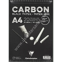 Clairefontaine Carbon Çizim Blok A4 120 Gr. 20 Yaprak Üstten Spiralli Siyah