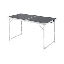 Haegs Portatif Kamp Masası, 3 Yükseklik Ayarlı, Katlanır Piknik Masası, Kolay Taşınabilir Alüminyum Masa - 120x60 - Antrasit