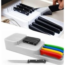 Pratik Bıçaklık 2 Sıra 14x39 Cm Bıçak Organizeri Beyaz Plastik Beyaz Diğer