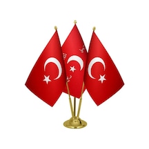 Masa Üstü İttihat ve Terakki Bayrağı Türk Bayrağı Üçlü Pirinç Dir