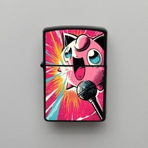Pop Art Pokemon Jigglypuff - Benzinli Siyah Çakmak - Hediyelik Siyah