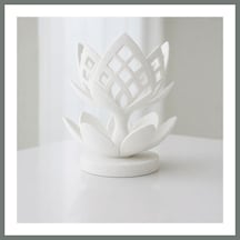 Bezos 3d Baskı Lotus Çiçeği Mumluk - Dekoratif Tealight Mumluk-beyaz Mmbz