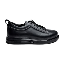 Derinet Günlük Hakiki Deri Erkek Sneaker Siyah Siyah