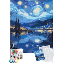 Sayılarla Boyama Seti 40 x 50 CM Tuval Şasesine Gerili Yıldızlı Geceler