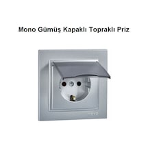 Mono Gümüş Kapaklı Topraklı Priz